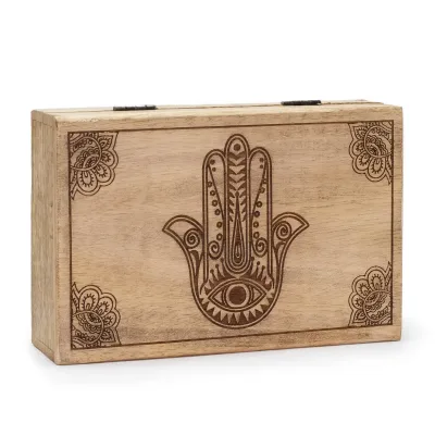Caja rectangular grande 21.5x14x6.3cm - Hamsa Negro
