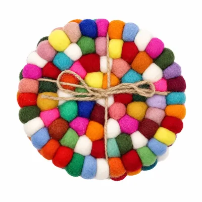 Posavasos redondos de fieltro de 10 cm, multicolor (juego de 4)