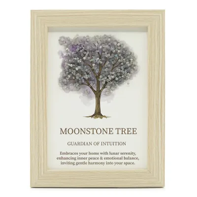 Cuadro de piedra preciosa - Árbol de la Vida - Piedra lunar (20x14.7x1cm)