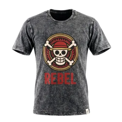 Nomad Sari Camiseta de algodón lavado a piedra - Rebel - Carbón - Pequeño