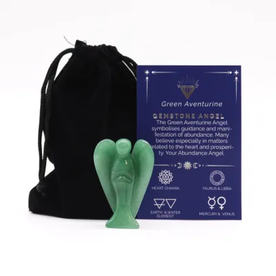 Ángel de piedra preciosa tallada a mano - Aventurina verde