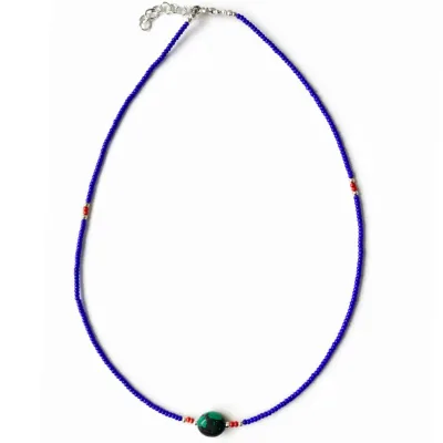 Colgante fino de lapislázuli y turquesa de Nepal - collar (42 cm)