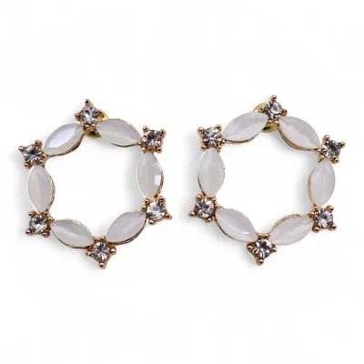 Pendientes de Cristal Vintage - Aro - Perla