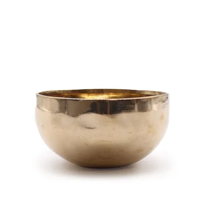 Cuenco tibetano pequeño de metal brillante hecho a mano (aprox. 550 g) - 13 cm