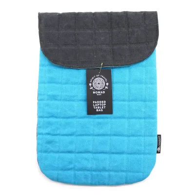 Funda acolchada para portátil - Turquesa espectacular - Lavado de piedra de 14 oz