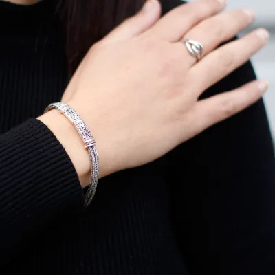 Pulsera de Plata y Oro - Cadena Gemela Unisex
