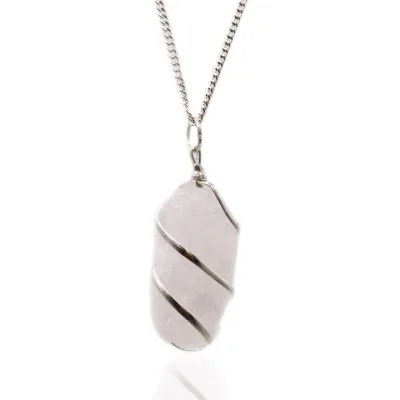 Cascading Wrapped Gemstone Necklace - Raw Rose Quartz