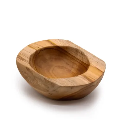 Cuenco mediano de madera de teca con forma natural - 20x7cm