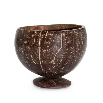 Pequeño tazón de coco natural con soporte