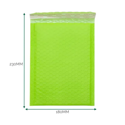 Sobre de burbuja de polietileno verde (180x230+40mm)
