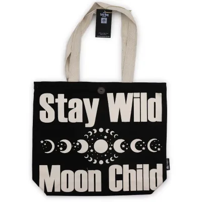 Bolso Básico Icónico - Mantente salvaje, niño con ánimo - Negro natural 10 oz (36 x 43 x 10 cm)
