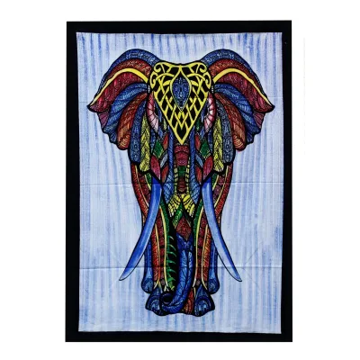 Arte de Pared en Algodón Pintado a Mano - Elefante