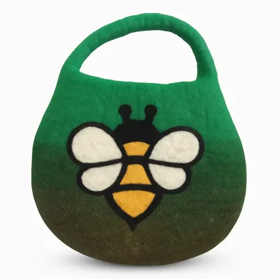 Bolsa de abejas de fieltro al agua - Un asa con imán - Tonos Verdes