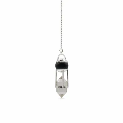 Vidente de Sombras - Péndulo de Doble Poder - Esfera de Obsidiana - Cuarzo Claro de Terminación Doble