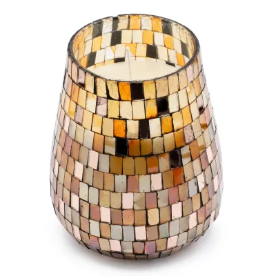 Velas en tarro de vidrio alto - mosaico ámbar