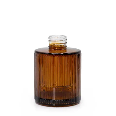 Botella redonda acanalada para difusor de varillas de 150 ml  - Ámbar