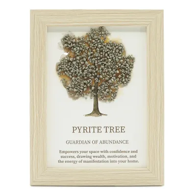 Cuadro de piedra preciosa - Árbol de la Vida - pirita (20x14,7x1 cm)