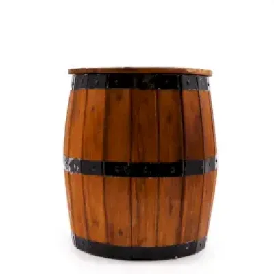 Taburete de barril de cerveza y soporte para parasol – Madera natural 38 x 32 cm