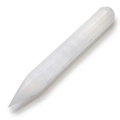 Varita de selenita - 16 cm (Ambos extremos punta)