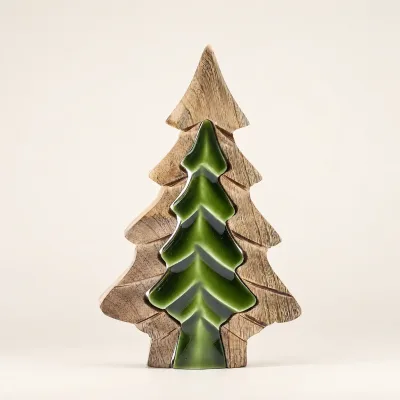 Perdido en el Bosque - Decoración de madera con un pequeño árbol dentro de un árbol - 15x10 cm