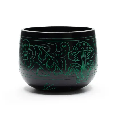 Cuenco tibetano de caldero - Hongo mágico - Verde (15cm)