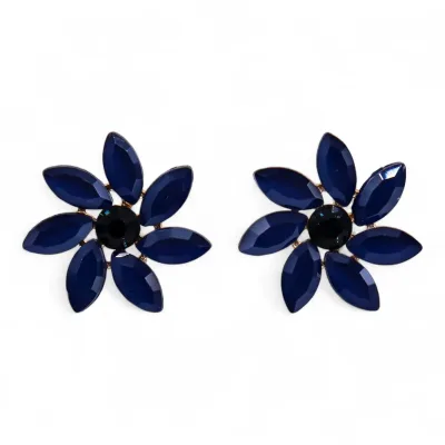 Pendientes de Cristal Vintage - Flores - Azul