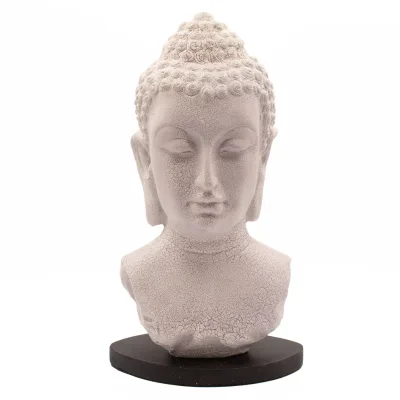 Lámpara con busto de Buda, acabado lavanda craquelado - soporte oval