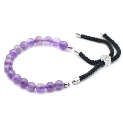 Pulsera de hilo negro de Amatistas