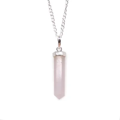 Colgante de Punto Clásico de Piedras Preciosas - Cuarzo Rosa