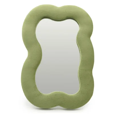 Espejo suave ondulado - Nube grande - Verde musgo (33.4x23.5x2.3cm)
