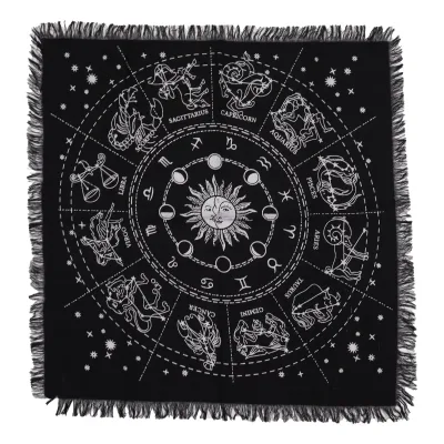 Mantel de altar esotérico con flecos - Horóscopo