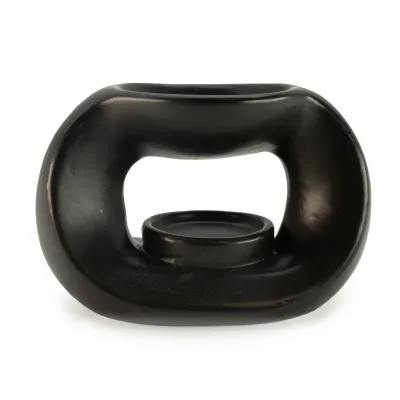 Quemador de aceite Zen cerámico - guijarro ovalado - negro mate