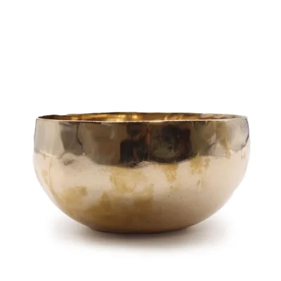 Cuenco tibetano grande de metal brillante, hecho a mano (aprox. 850 g), 17 cm