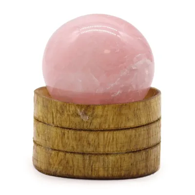 Esfera de cristal de cuarzo rosa de 40 mm con soporte