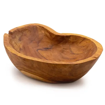 Frutero natural de madera de teca - 31x22x8cm