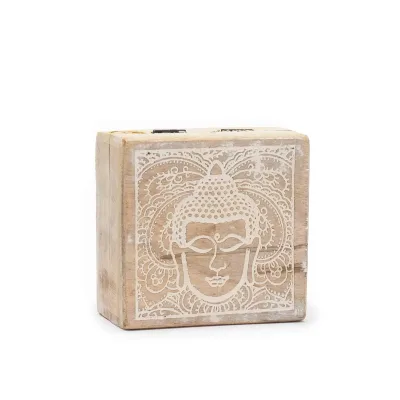 Caja Cuadrada Pequeña 10x10x4.2cm - Cara de Buda Blanca