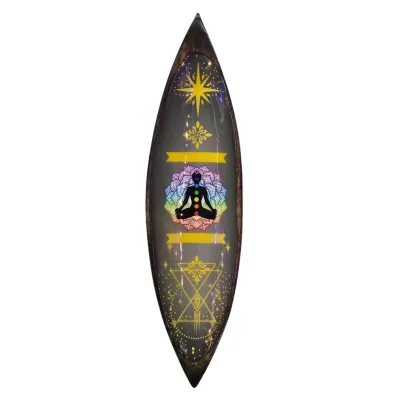 Cuenco de incienso esmaltado - madera de mango - Chakra