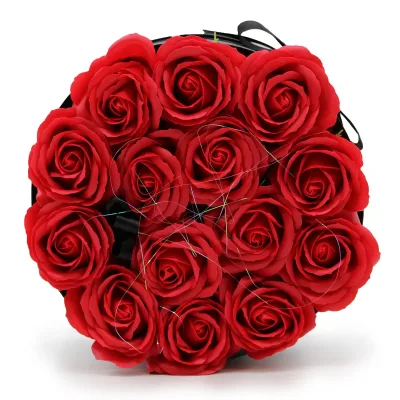 Caja de Regalo - Flor de Jabón  14 Rosas rojo - ronda