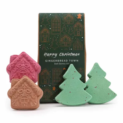 Pack de Regalo de Bombas de Baño Navideñas de Gingerbread Town
