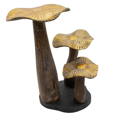Arte de hongo dorado grande - 32 cm - Natural