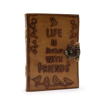 Diario de Piel  - La vida es mejor con amigos - 12,5x17,5cm