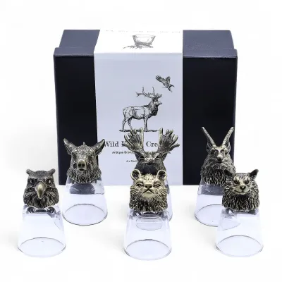 Conjunto regalo de 6 vasos de chupito (50 ml) - Criaturas Salvajes del Bosque - Bronce antiguo