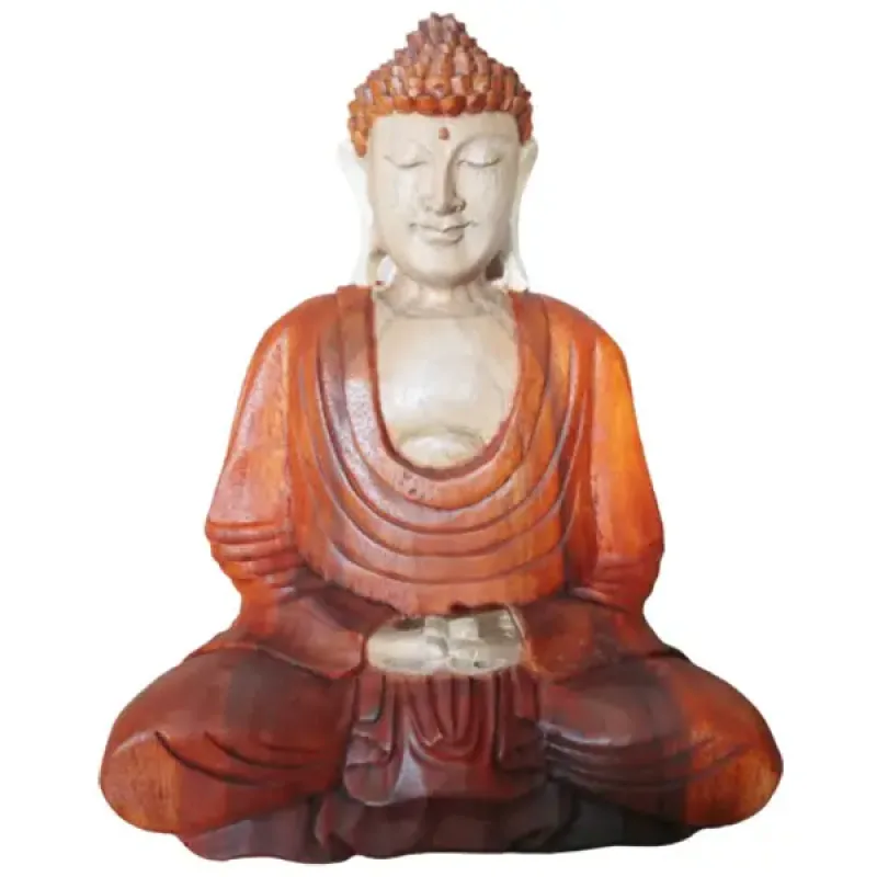 Estatua de Buda Tallada a Mano - 30cm Manos Abajo