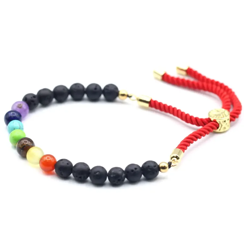 Pulsera de hilo rojo con Piedras Vólcanicas