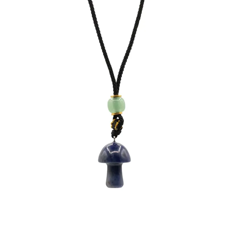 Collar de cuerda Colgante de piedra preciosa - Hongo de sodalita