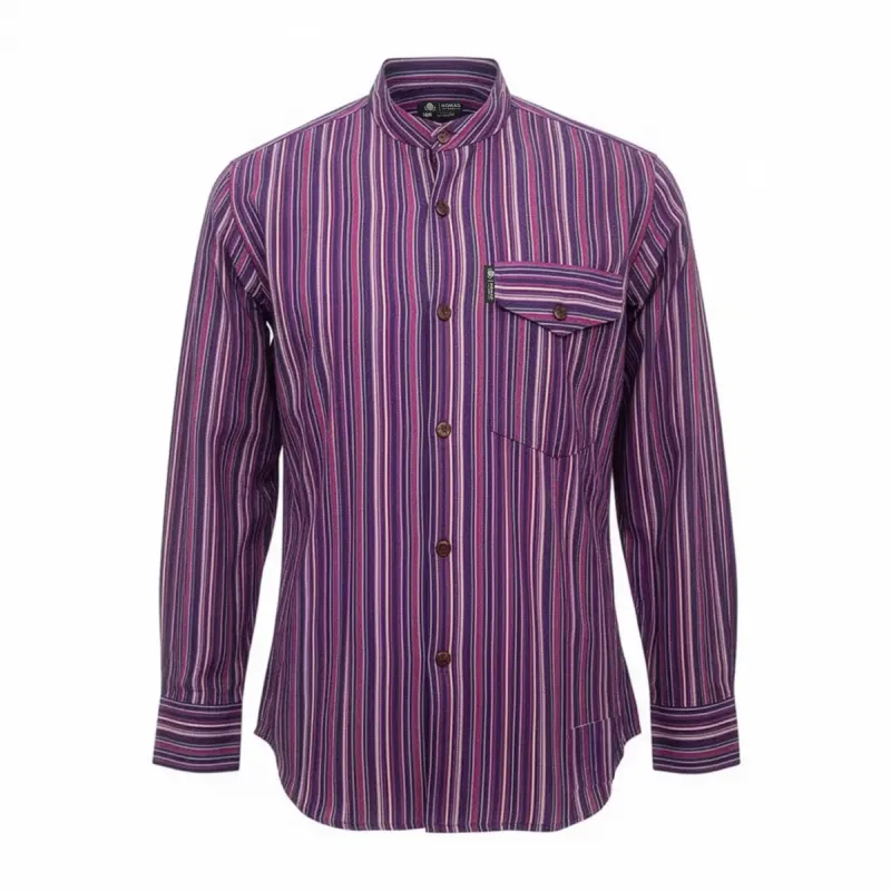 Nomad Sari Grandad Camisa - Negro Púrpura - Mediano