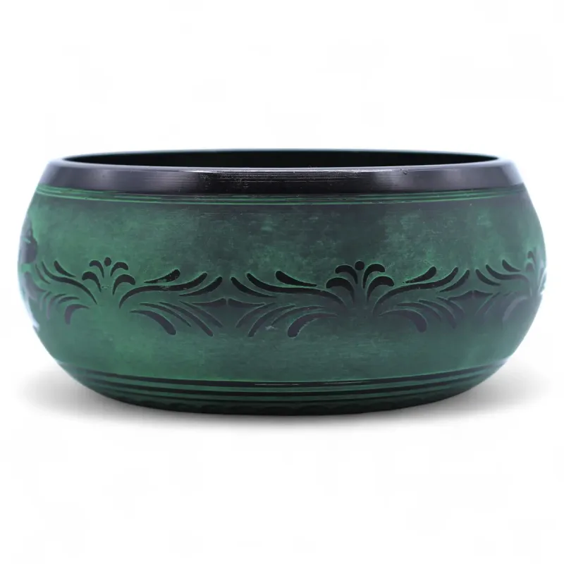 Cuenco tibetano de canto con forma de hongo - Verde musgo (23x10,5 cm, 1,3 kg)