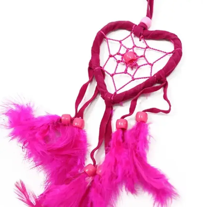 Atrapasueños Bali corazón peq - Turquesa/Rosa/Morado