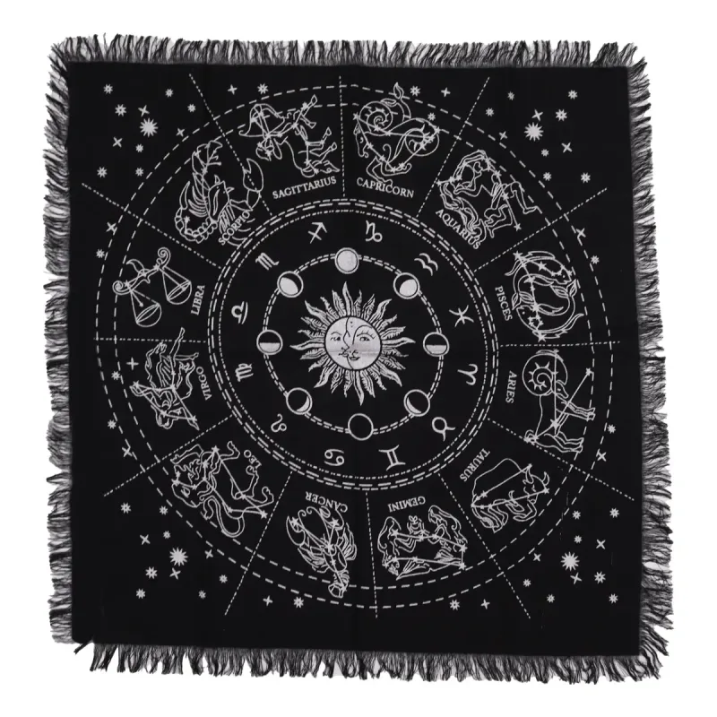 Mantel de altar esotérico con flecos - Horóscopo