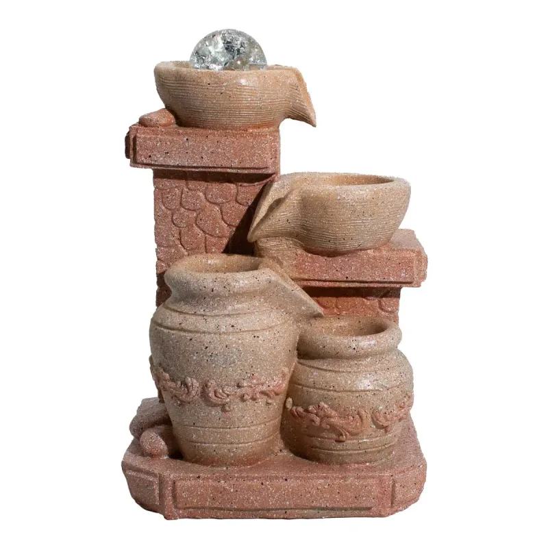 Fuente de agua de mesa -19x14x27cm - Macetas en cascada, estilo mediterráneo